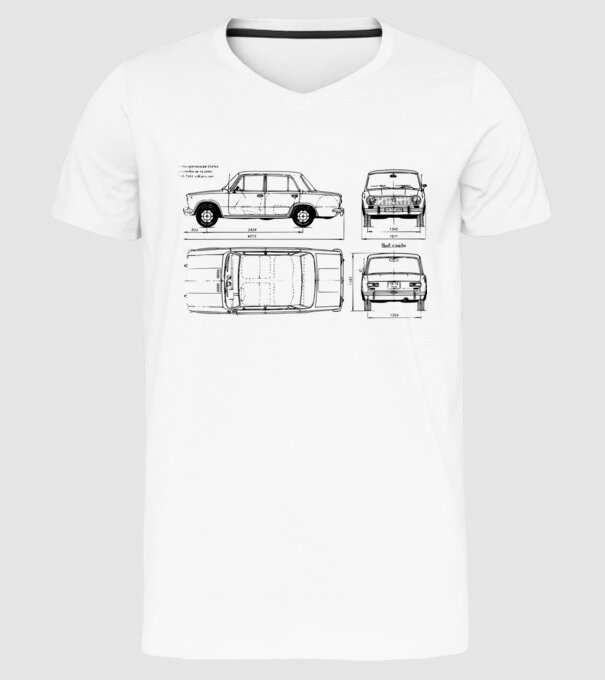Lada model alb pe tricou
