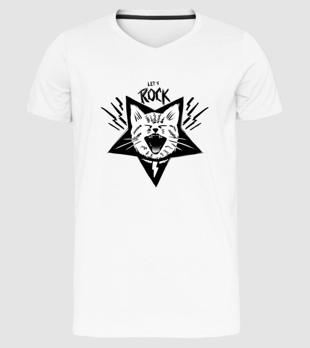 Let's Rock model alb pe tricou