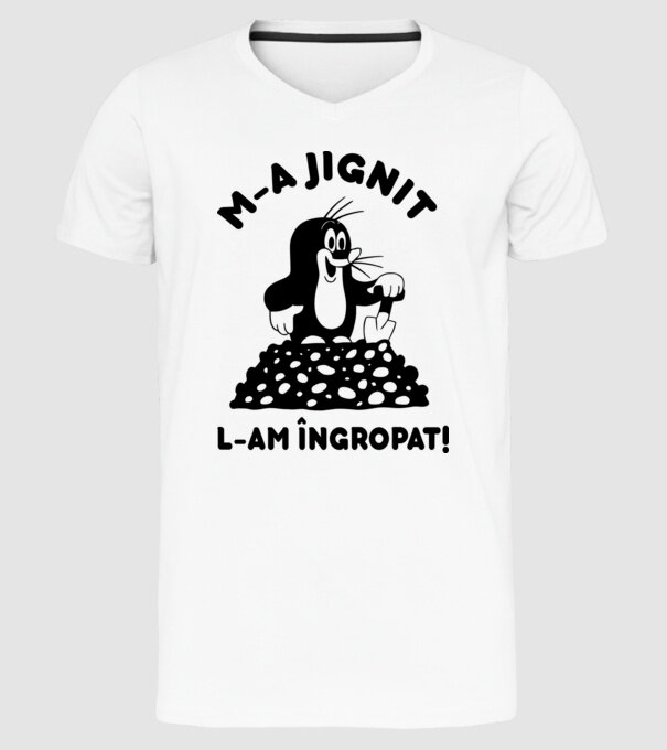 M-a jignit, l-am îngropat model alb pe tricou