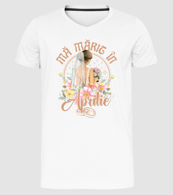 mă mărit - în aprilie model alb pe tricou