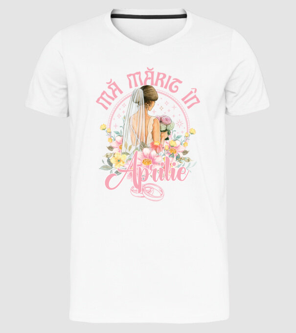 mă mărit - în aprilie model alb pe tricou