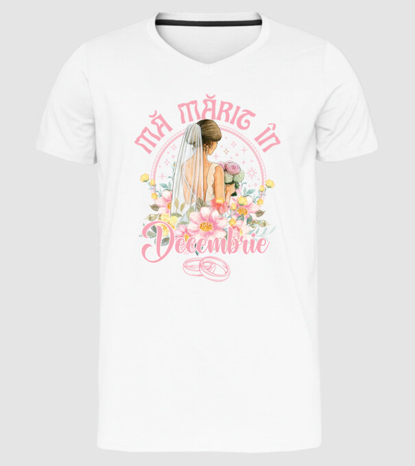 mă mărit - în decembrie model alb pe tricou
