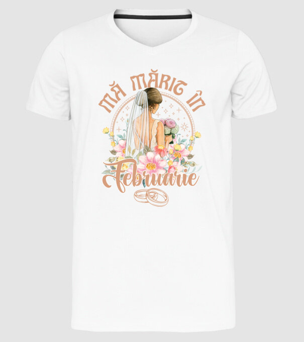 mă mărit - în februarie model alb pe tricou