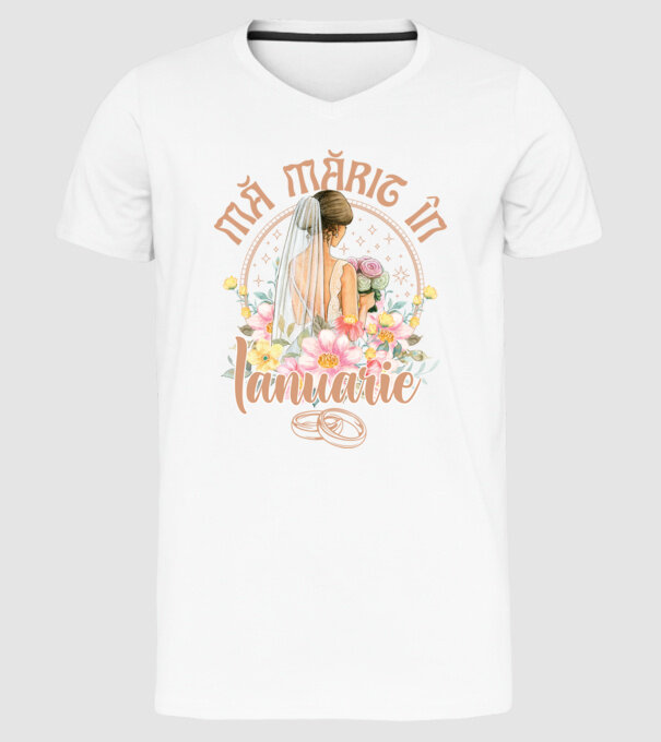 mă mărit - în ianuarie model alb pe tricou