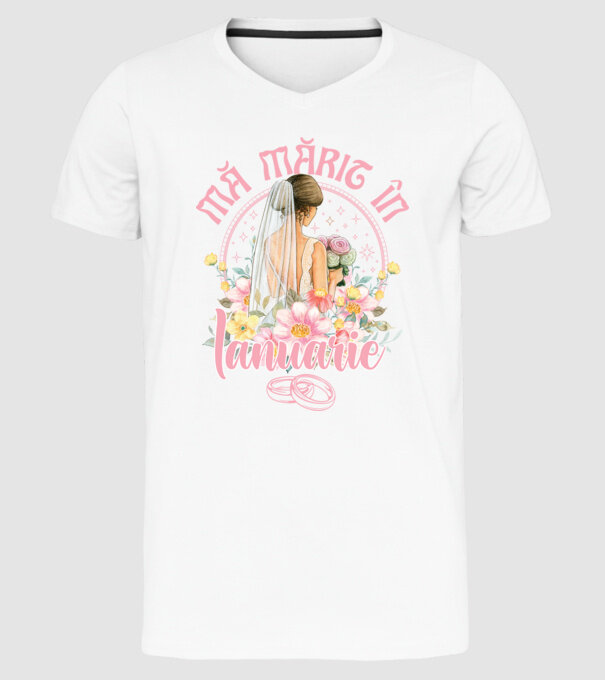 mă mărit - în ianuarie model alb pe tricou