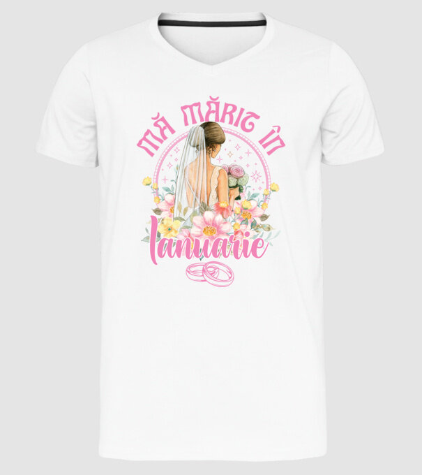 mă mărit - în ianuarie model alb pe tricou