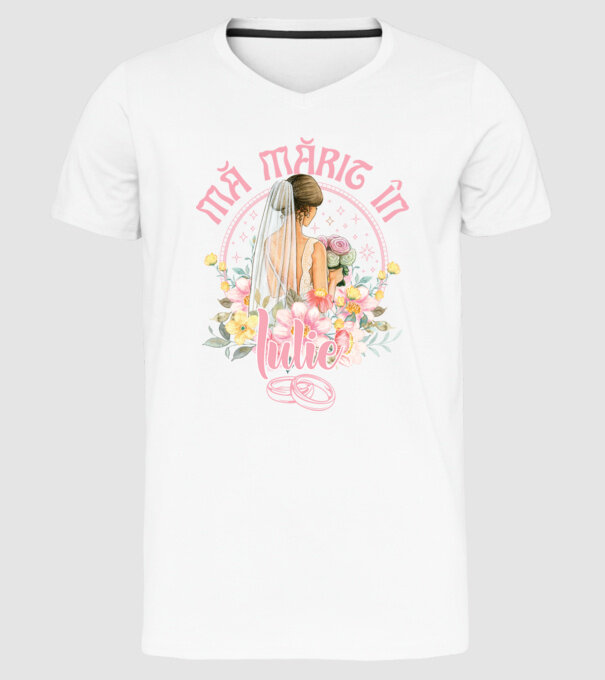 mă mărit - în iulie model alb pe tricou