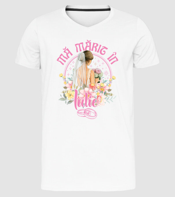 mă mărit - în iulie model alb pe tricou