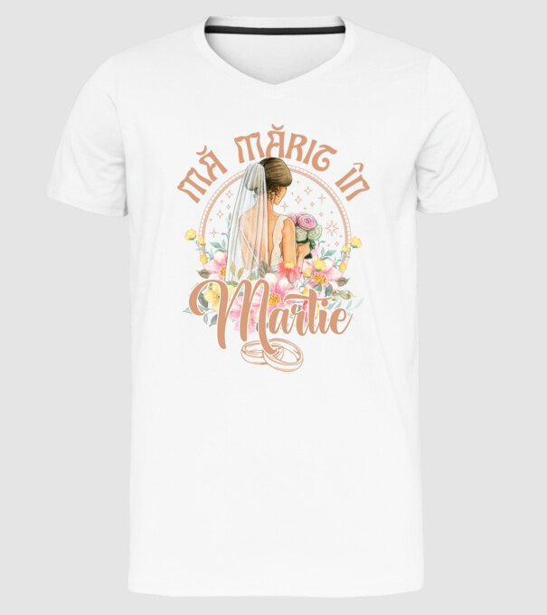 mă mărit - în martie model alb pe tricou