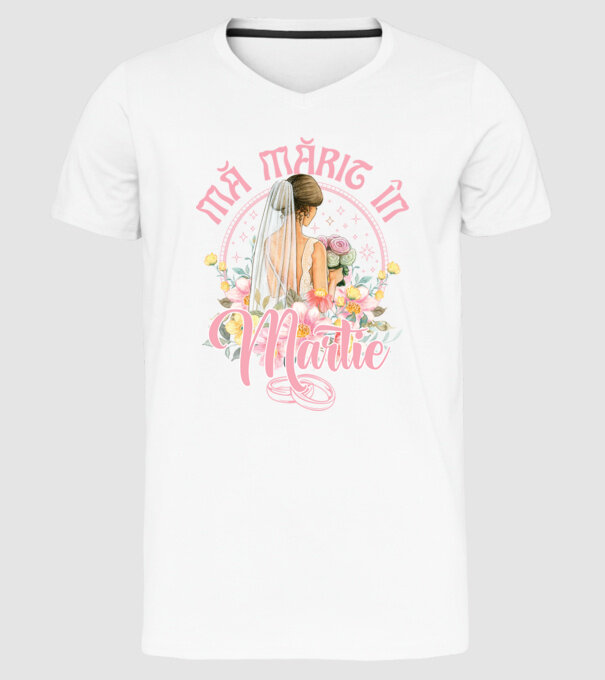 mă mărit - în martie model alb pe tricou