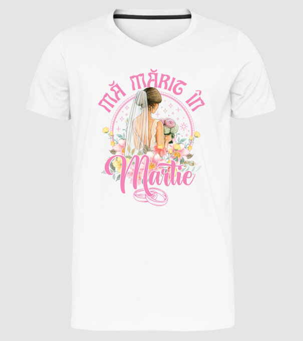 mă mărit - în martie model alb pe tricou
