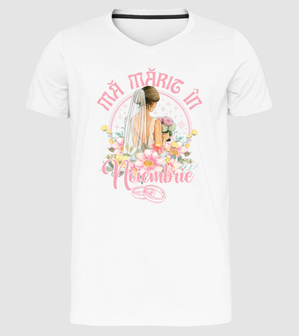 mă mărit - în noiembrie model alb pe tricou