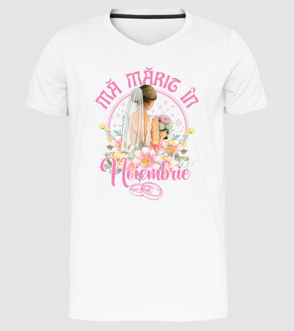 mă mărit - în noiembrie model alb pe tricou