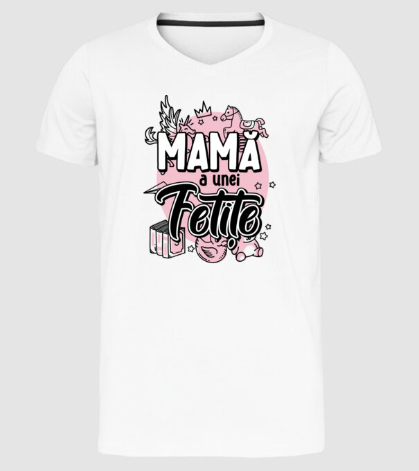 Mamă a unei fetițe model alb pe tricou