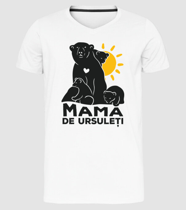 Mamă de ursuleți model alb pe tricou