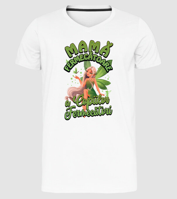 Mamă fermecătoare a copiilor fermecătorit model alb pe tricou