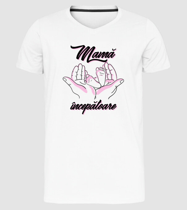 Mamă începătoare model alb pe tricou