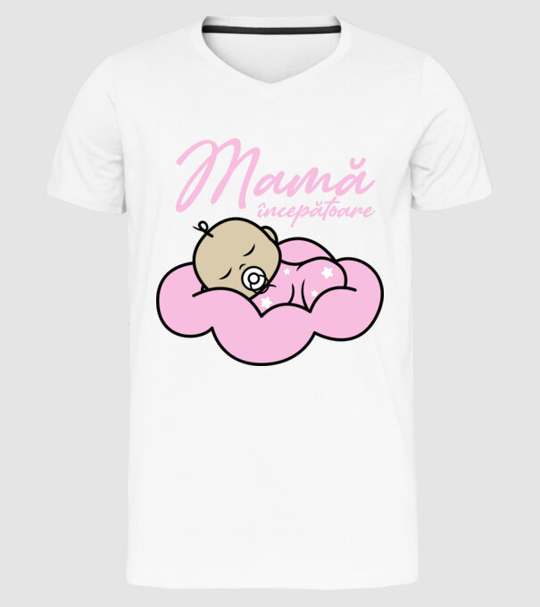 Mamă începătoare model alb pe tricou