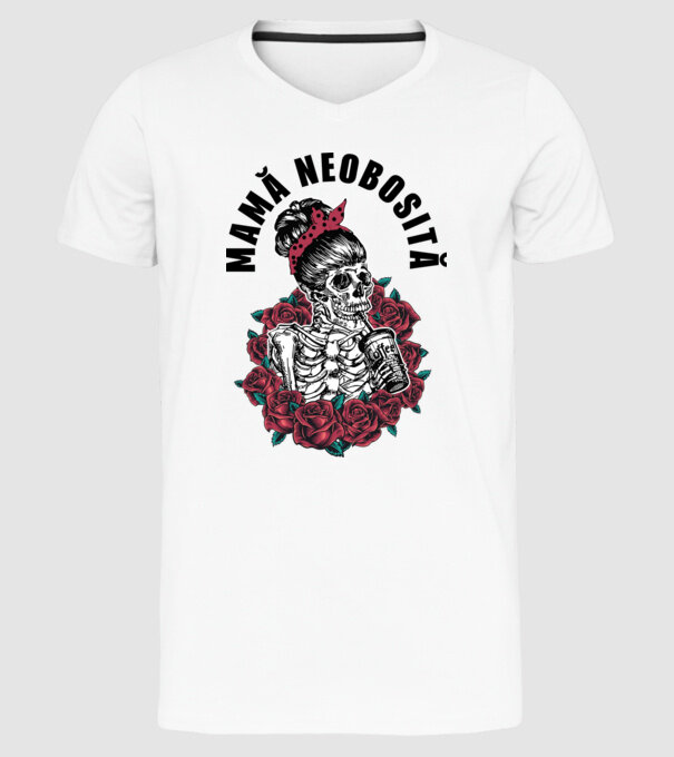 Mamă neobosită model alb pe tricou