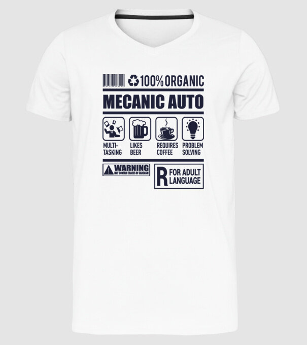 MECANIC AUTO model alb pe tricou