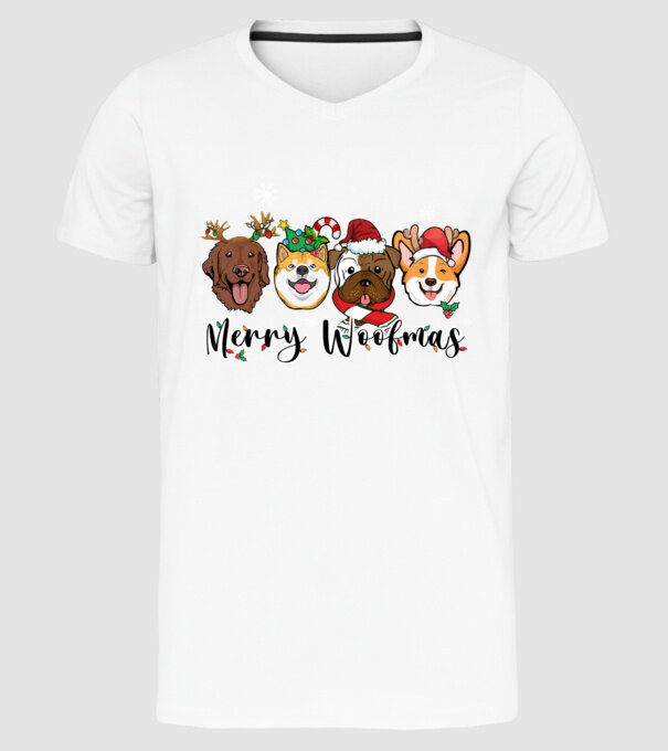 Merry woofmas 2 model alb pe tricou