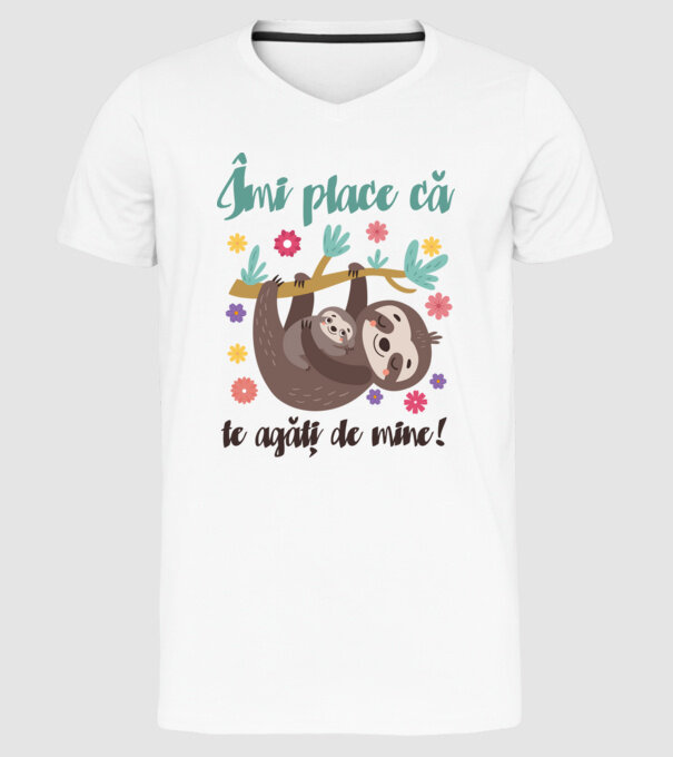 Îmi place să mă agăț de tine! Te iubesc mamă! model alb pe tricou