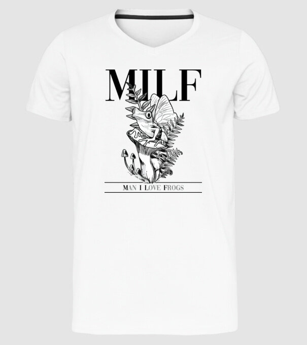 MILF man i love frogs model alb pe tricou