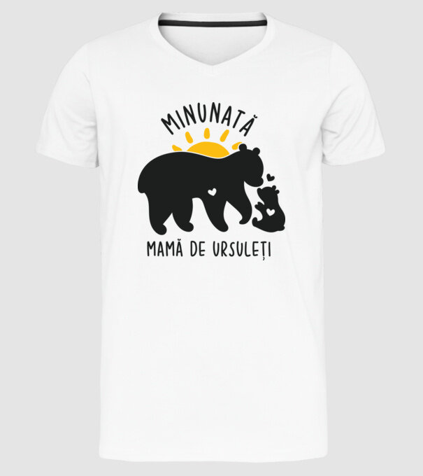 Minunată mamă de ursuleți model alb pe tricou