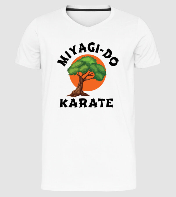 Miyagi-do karate logo model alb pe tricou