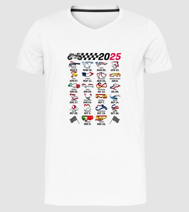 MOTOGP 25 CALENDAR alb model alb pe tricou