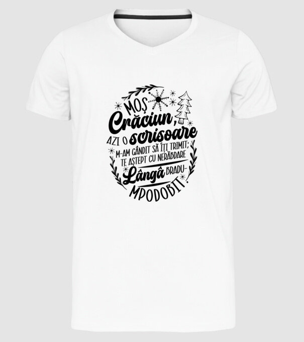 Moş Crăciun model alb pe tricou