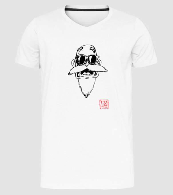 muten roshi art model alb pe tricou