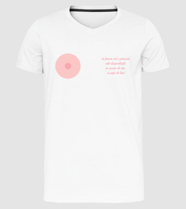 în fiecare oră o persoană este diagnosticată cu cancer de sân. ai grijă de tine! model alb pe tricou