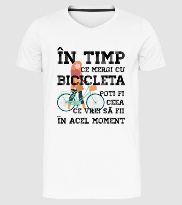 în timp ce mergi cu bicicleta poți fi ceea ce vrei să fii - în acel moment model alb pe tricou