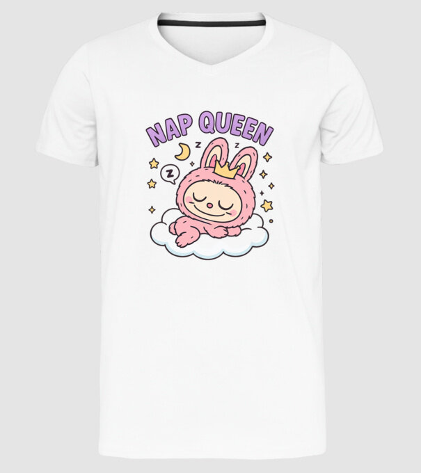 Nap Queen model alb pe tricou