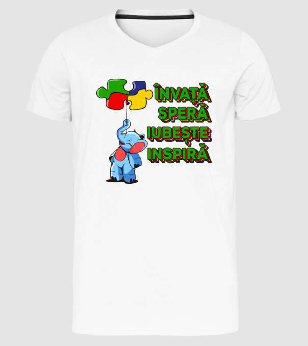 Învață, speră, iubește, inspiră model alb pe tricou