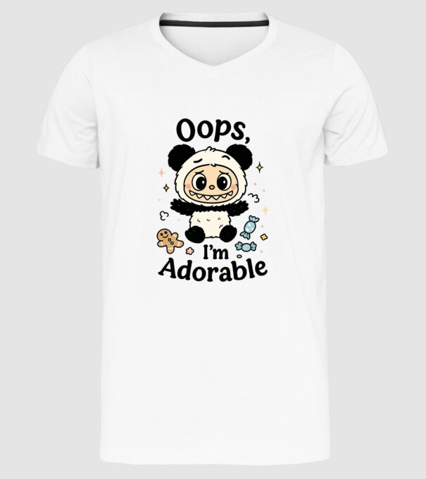 Oops, I'm adorable model alb pe tricou