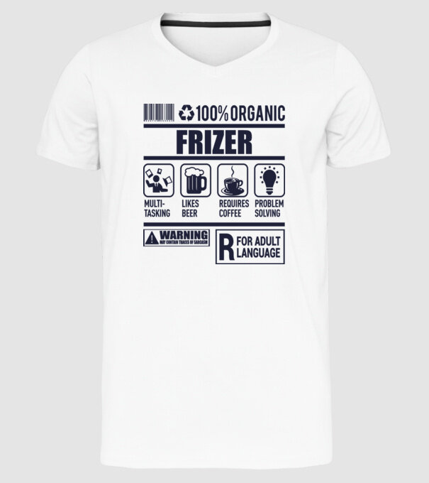 Organic_FRIZER model alb pe tricou