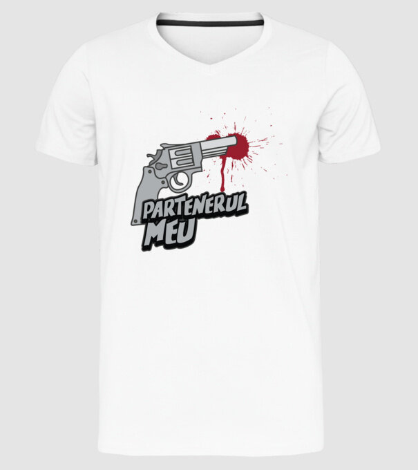 partenerul meu model alb pe tricou