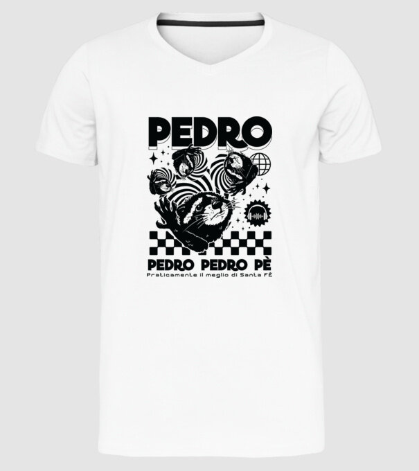 Pedro techno model alb pe tricou