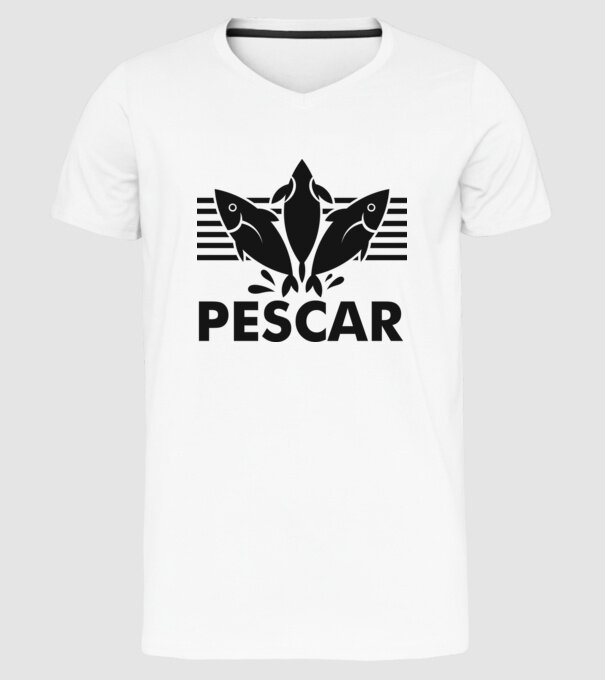 Pescar original model alb pe tricou