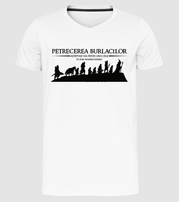 petrecerea burlacilor - așteptați-mă peste cinci zile - în zori dinspre răsărit model alb pe tricou
