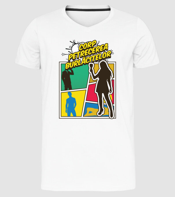 corp petrecerea burlăcitelor model alb pe tricou