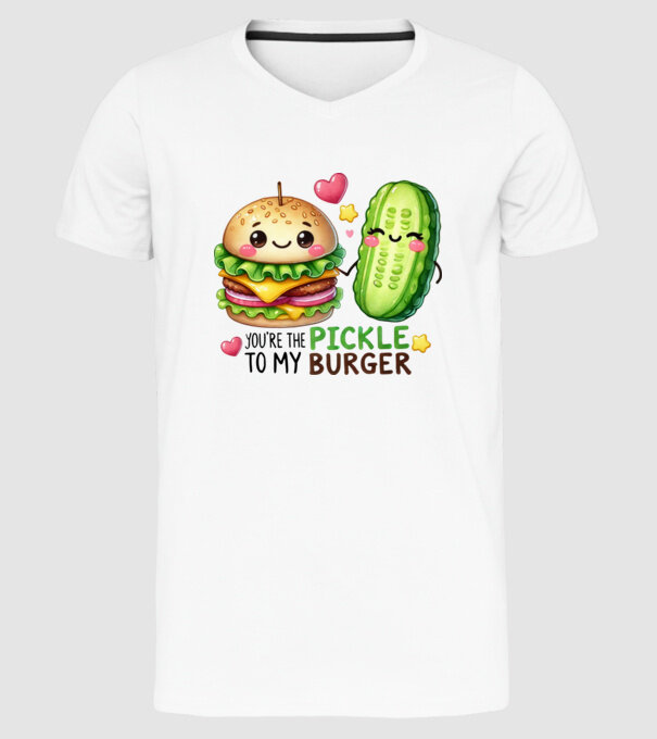 Pickle to my Burger model alb pe tricou