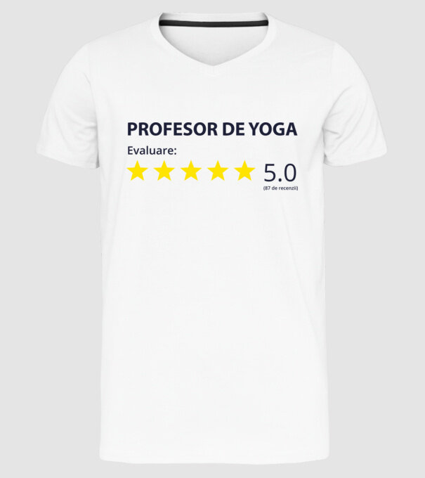 profesor de yoga evaluare model alb pe tricou