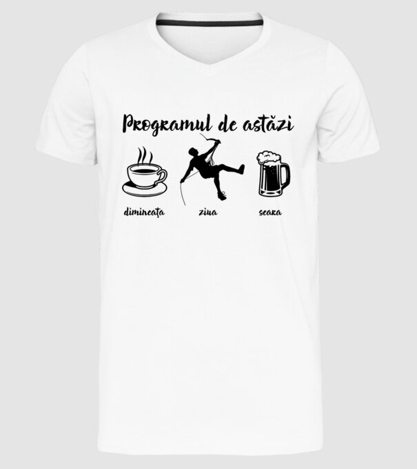 programul de astăzi: dimineața, ziua, seara model alb pe tricou