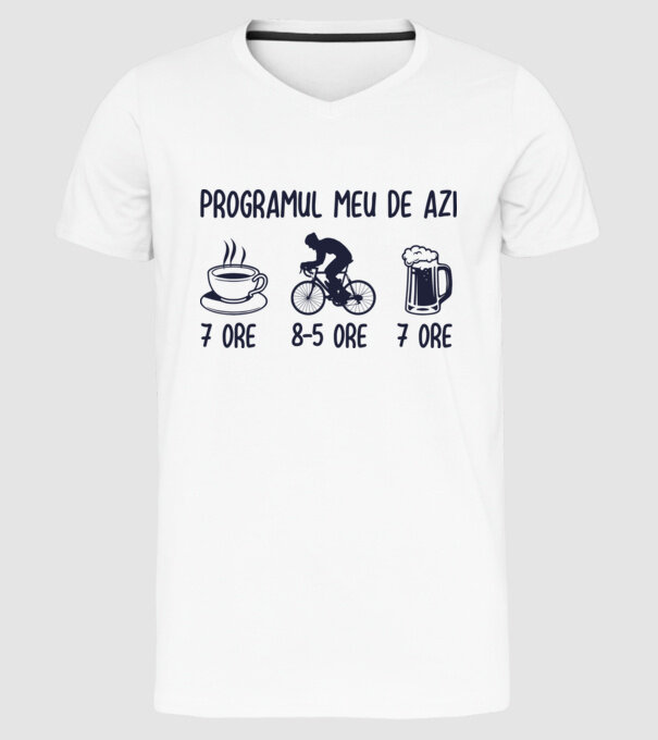 Programul meu de azi: 7 ore, 8-5 ore, 7 ore model alb pe tricou