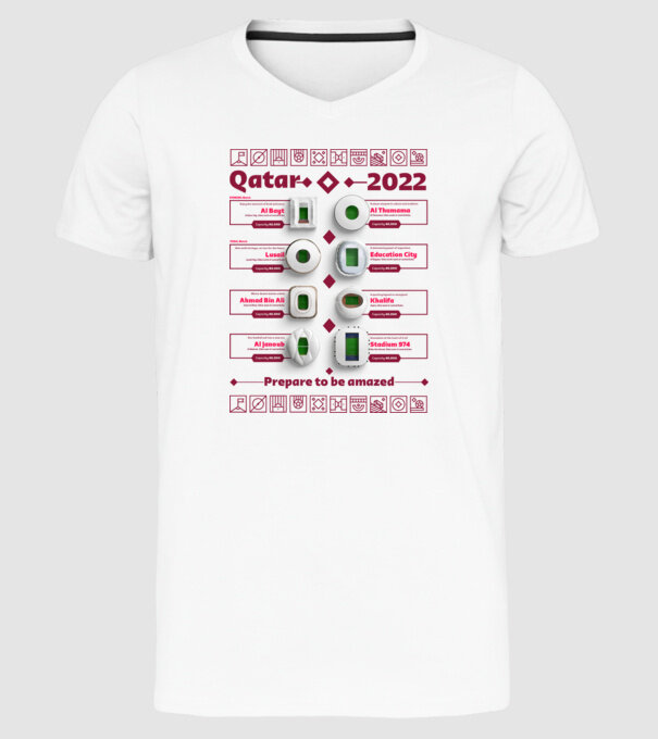 Qatar 2022 Stadiums white model alb pe tricou