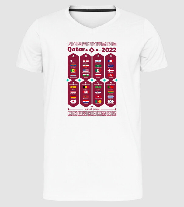 Qatar 2022 teams - groups white model alb pe tricou