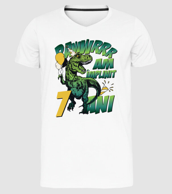 Rawr Am împlinit 7 ani model alb pe tricou